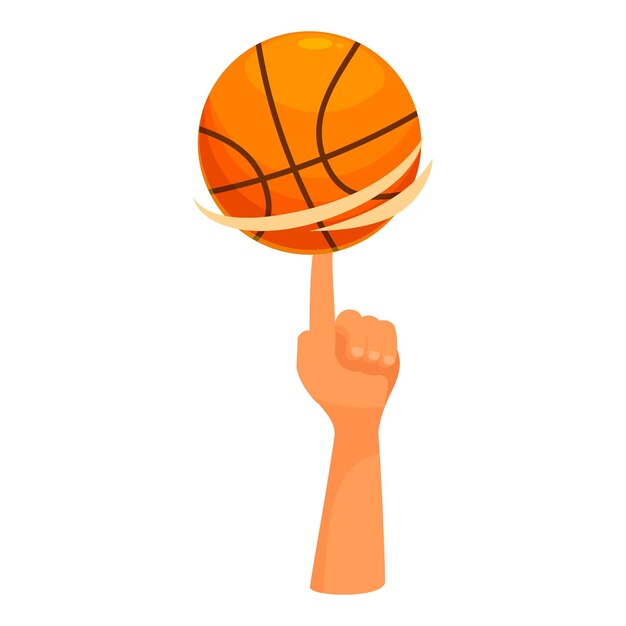 A habilidade e a precisão no esporte de girar o basquete com a mão na ponta dos dedos
