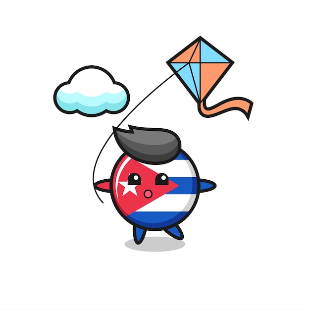 A ilustração da mascote do distintivo da bandeira de cuba está jogando pipa