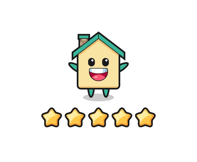 A ilustração da melhor avaliação do cliente, personagem fofo com 5 estrelas, design fofo