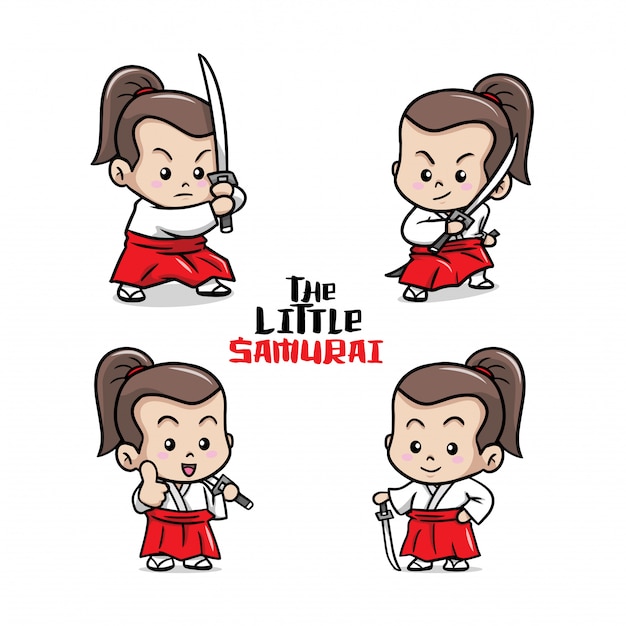 A ilustração de samurai pequeno bonito