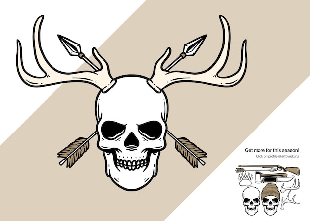Vetor a ilustração do crânio do caçador morto