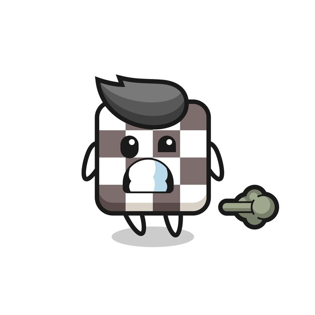 A ilustração do desenho do tabuleiro de xadrez fazendo peido