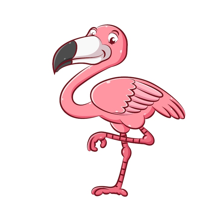 Vetor a ilustração do enamorado flamingo com a cor rosa e ela tem pernas compridas