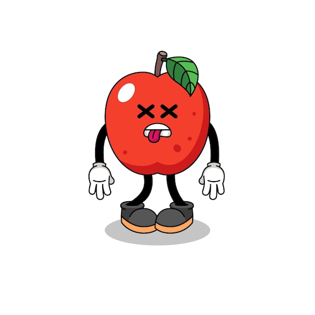 A ilustração do mascote da apple é um design de personagem morto