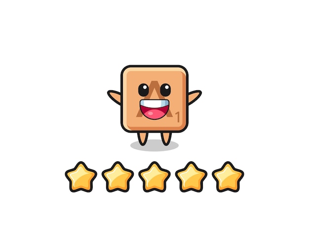 A ilustração do personagem fofo de scrabble de melhor classificação do cliente com design fofo de 5 estrelas