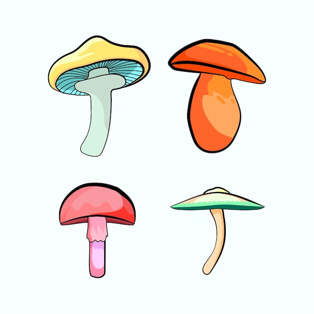 A ilustração simples de vários cogumelos de orelha pode ser usada para logotipos ou ícones de cultivo de cogumelos
