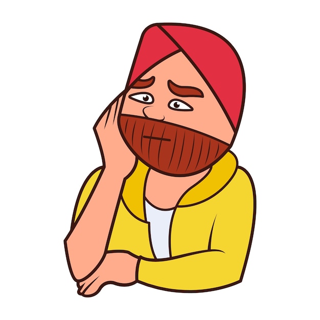 A ilustração vetorial de um homem sardar punjabi é triste