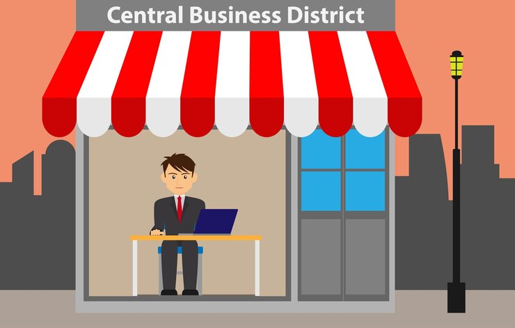 Vetor a imagem é uma ilustração do distrito central de negócios