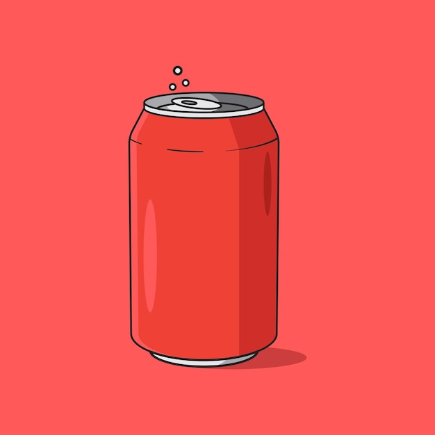 Vetor a lata de refrigerante vermelho de alumínio desenhou o objeto isolado da ilustração do ícone vetorial