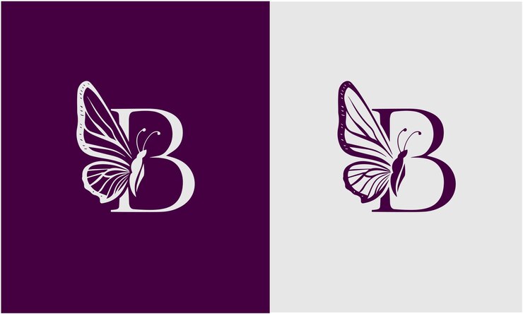 Vetor a letra b é o conceito do logotipo da borboleta para o spa de beleza de luxo e o símbolo da moda.