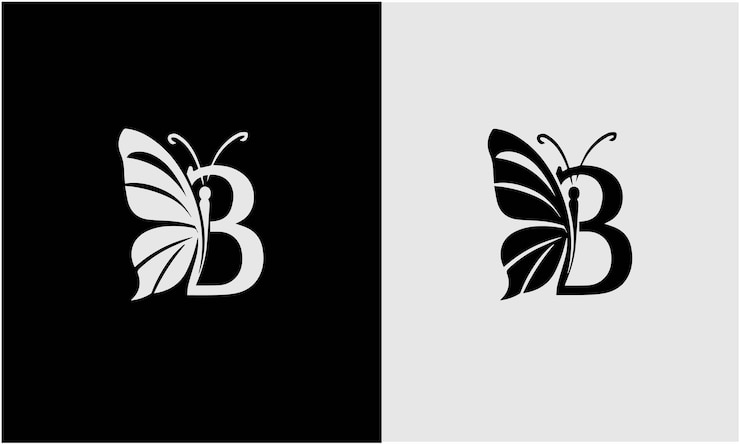 Vetor a letra b é o conceito do logotipo da borboleta para o spa de beleza de luxo e o símbolo da moda.