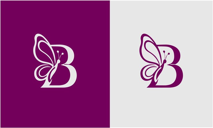 Vetor a letra b é o conceito do logotipo da borboleta para o spa de beleza de luxo e o símbolo da moda.
