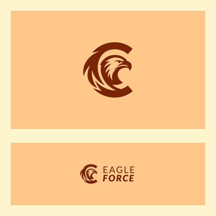 Vetor a letra c do logotipo é combinada com a silhueta de uma cabeça de águia