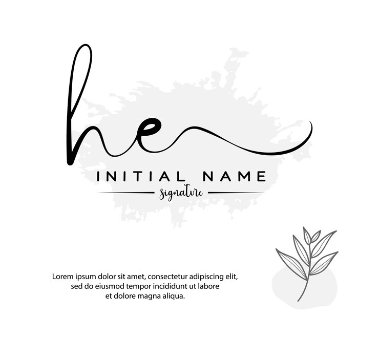 A letra inicial, a caligrafia e o logotipo da assinatura