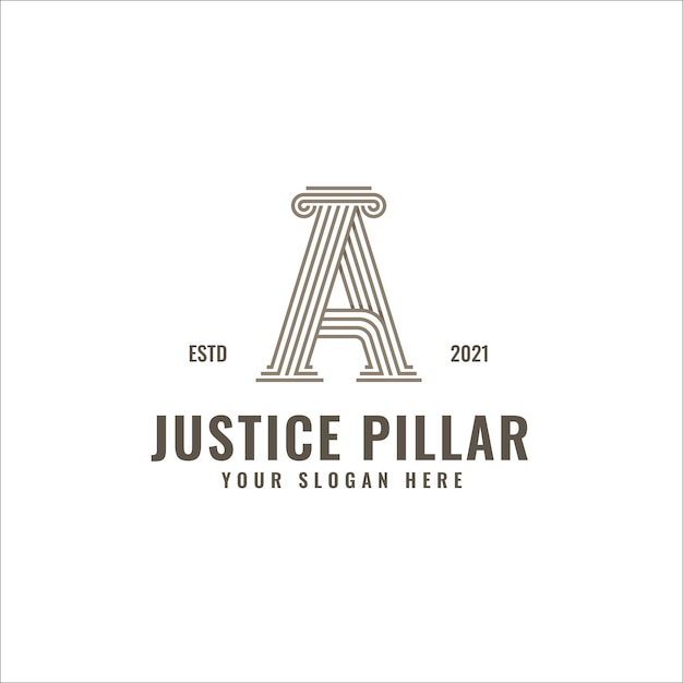 A letter logo justice and law firm pillar bold professional line art