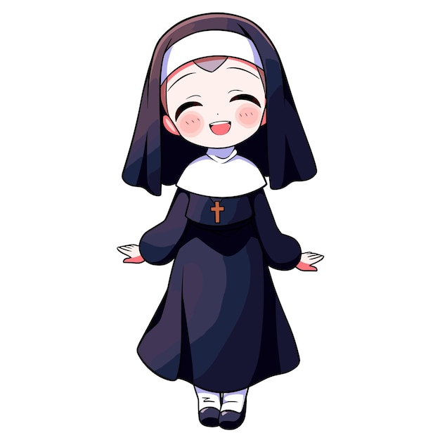 Vetor a linda kawaii chibi nun .