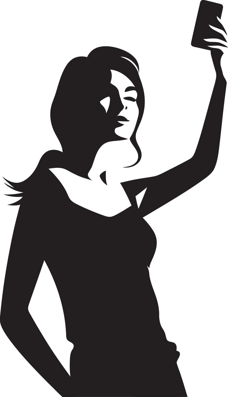 Vetor a linguagem dos selfies uma história de expressão e empoderamento de uma mulher