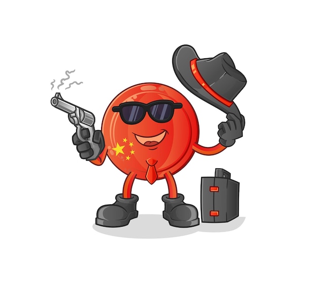 A máfia do emblema da china com caráter de arma. mascote dos desenhos animados