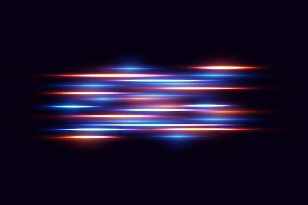 A magia das linhas de velocidade rápida, raios de luz de néon.