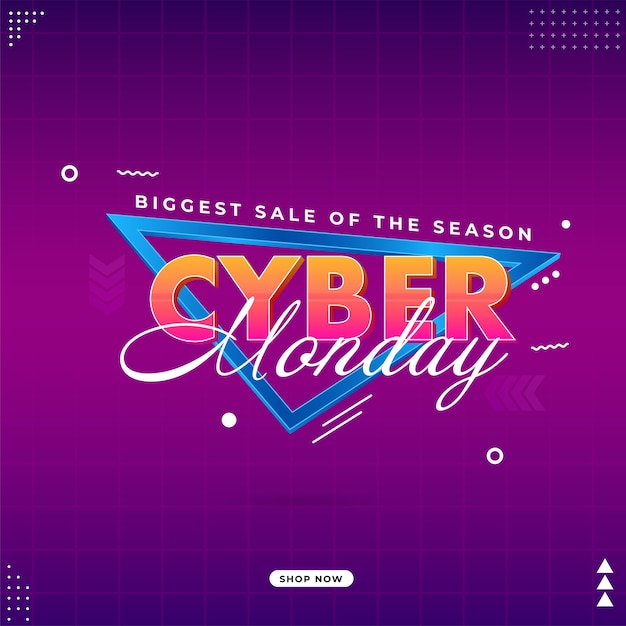 A maior venda da temporada design de pôster da cyber monday na cor roxa