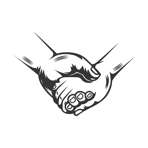 A mão da silhueta da linha de mão da amizade segura ajuda e esperança ilustração vetorial de design de arte de linha