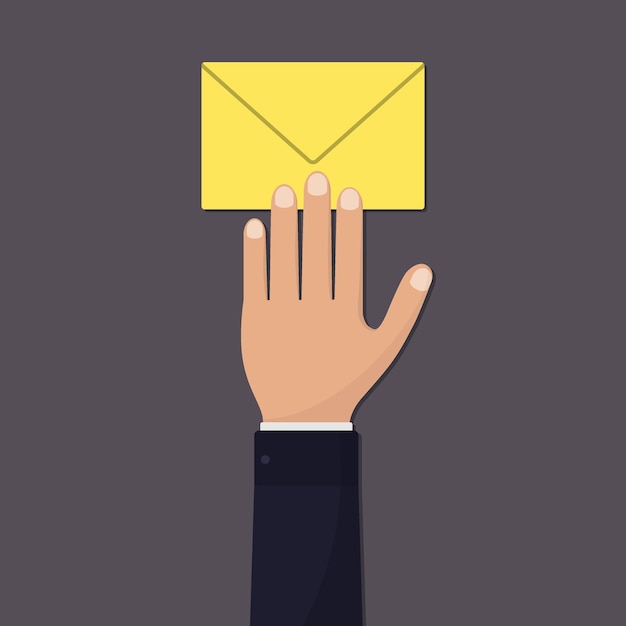 A mão do empresário alcança o envelope