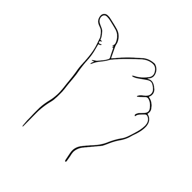 Vetor a mão mostra o polegar para cima mostrando que ele aprova algo ou gosta de vetor linear