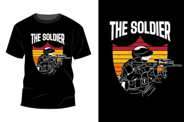 A maquete da camiseta do soldado com design vintage retro