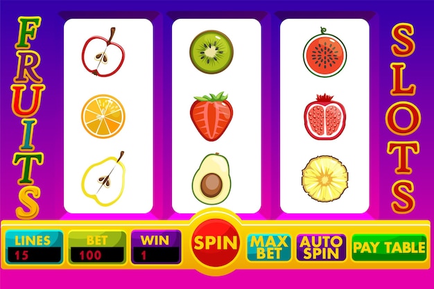 Vetor a máquina caça-níqueis com fruit casino jogo ativo