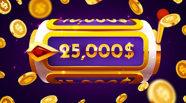 A máquina caça-níqueis dourada ganha o jackpot 777 big win concept casino jackpot