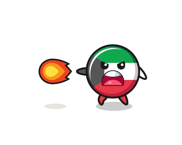 A mascote da bandeira do kuwait bonito está atirando poder de fogo