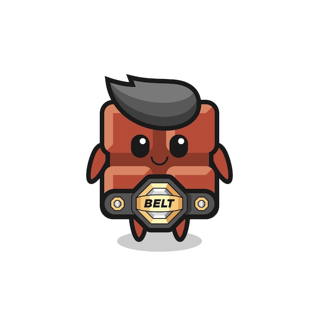 A mascote da barra de chocolate do lutador de MMA com um cinto