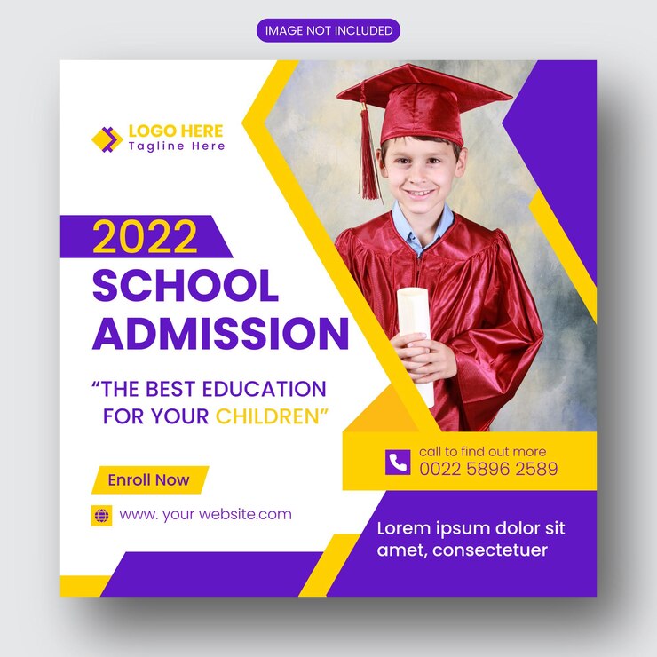 a melhor oferta de admissão escolar design de banner nas redes sociais 2022