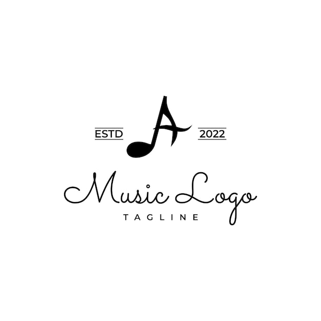 A nota da música combina com o vintage retrô inicial do logotipo a