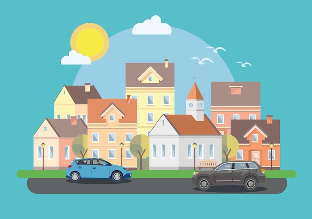A paisagem da cidade histórica. Ilustração vetorial