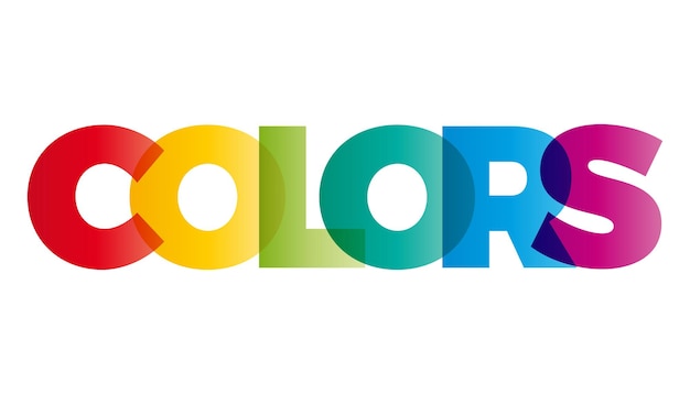 Vetor a palavra colors vector banner com o arco-íris colorido de texto