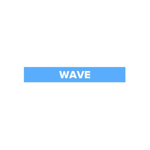 A palavra onda em branco em um rótulo azul claro