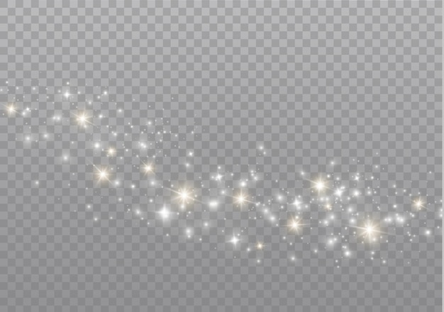 A poeira faisca e as estrelas douradas brilham com luz especial.