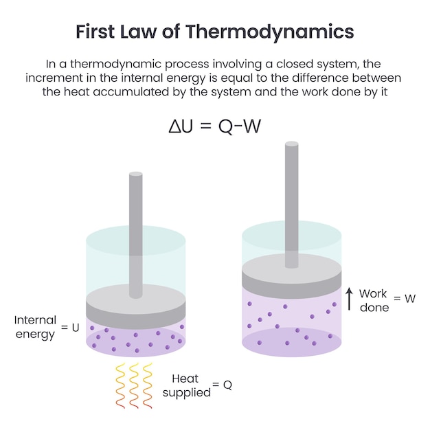A Primeira Lei da Termodinâmica química gráfico vetorial educacional