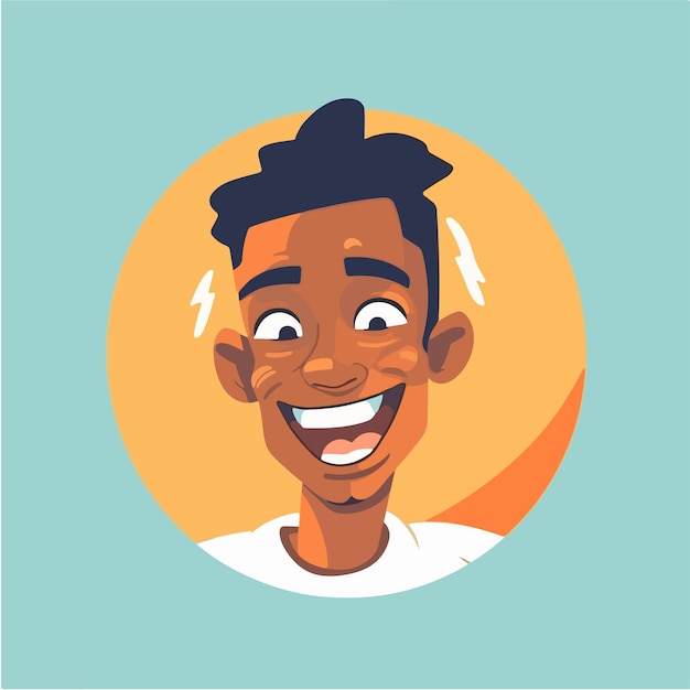 Vetor a retrato e avatar de homem riso e alegria sorriso e calma diversidade de personagens