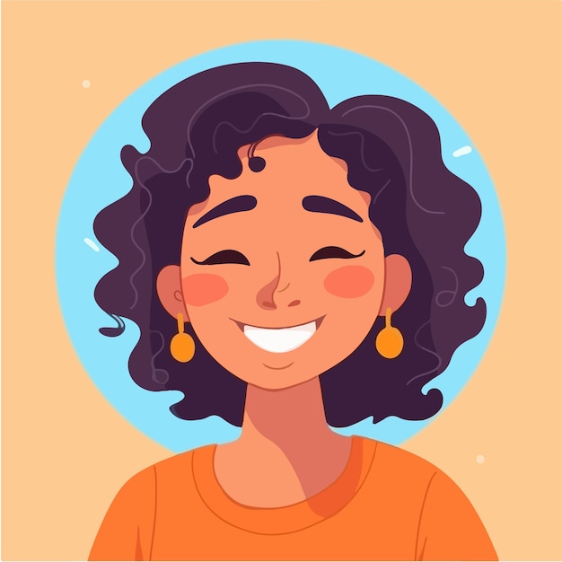 A retrato e avatar de menina riso e alegria sorriso e calma diversidade de personagens