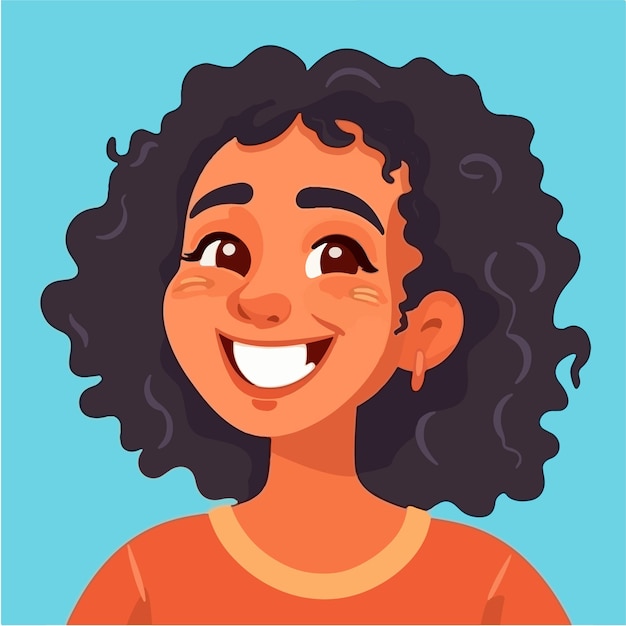 Vetor a retrato e avatar de menina riso e alegria sorriso e calma diversidade de personagens