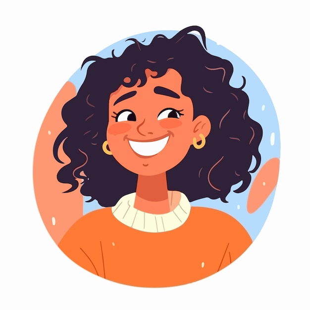 A retrato e avatar de menina riso e alegria sorriso e calma diversidade de personagens