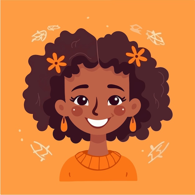 A retrato e avatar de menina riso e alegria sorriso e calma diversidade de personagens