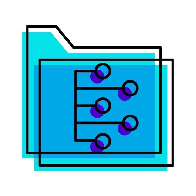 Vetor a tecnologia da pasta de arquivos descreve a ilustração vetorial do ícone azul