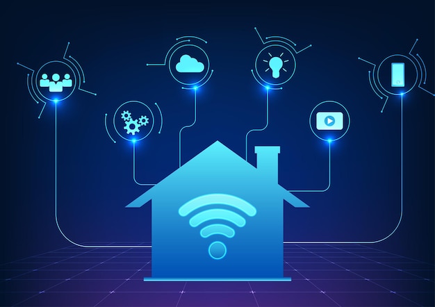 Vetor a tecnologia wifi utiliza um sinal wifi para distribuir o sinal para dispositivos que utilizam a comunicação