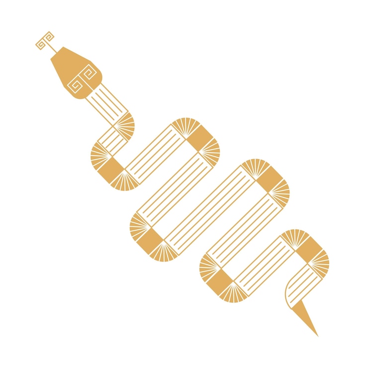 Vetor a tendência do ano novo chinês horóscopo animal cobra animais ícones dourados calendário do zodíaco chinês logotipo signos astrológicos lunares asiáticos estilo de localização linear simples minimalista