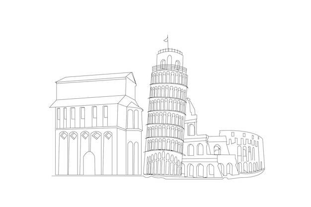 Vetor a torre inclinada da itália é um esboço da torre inclinada de itly