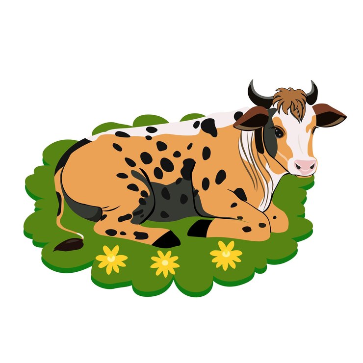 Vetor a vaca encontra-se na ilustração vetorial de grama