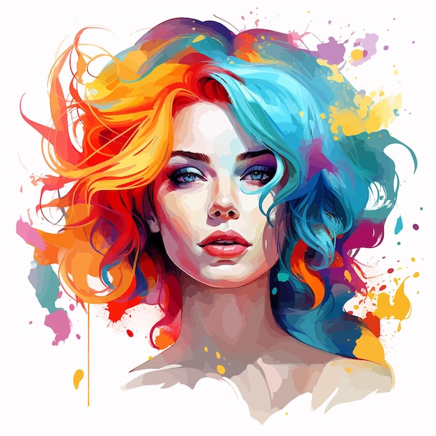 Vetor a_woman_with_bright_colors_on_her_face_vector